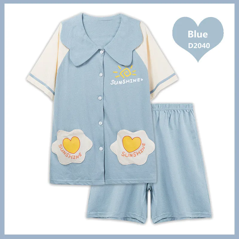 CUTE CARTOON PRINT SUMMER PAJAMAS SET UB2804