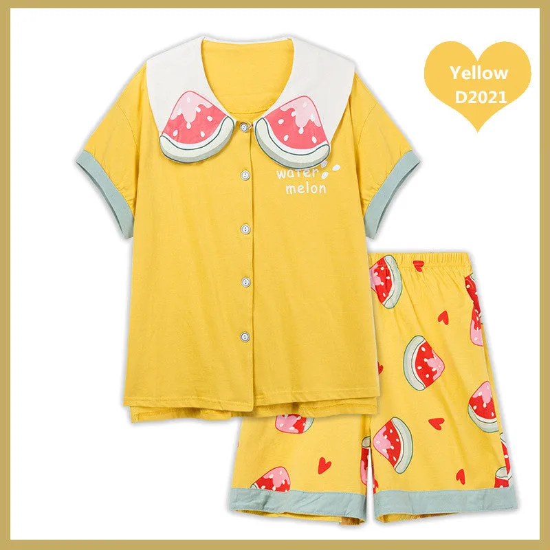CUTE CARTOON PRINT SUMMER PAJAMAS SET UB2804
