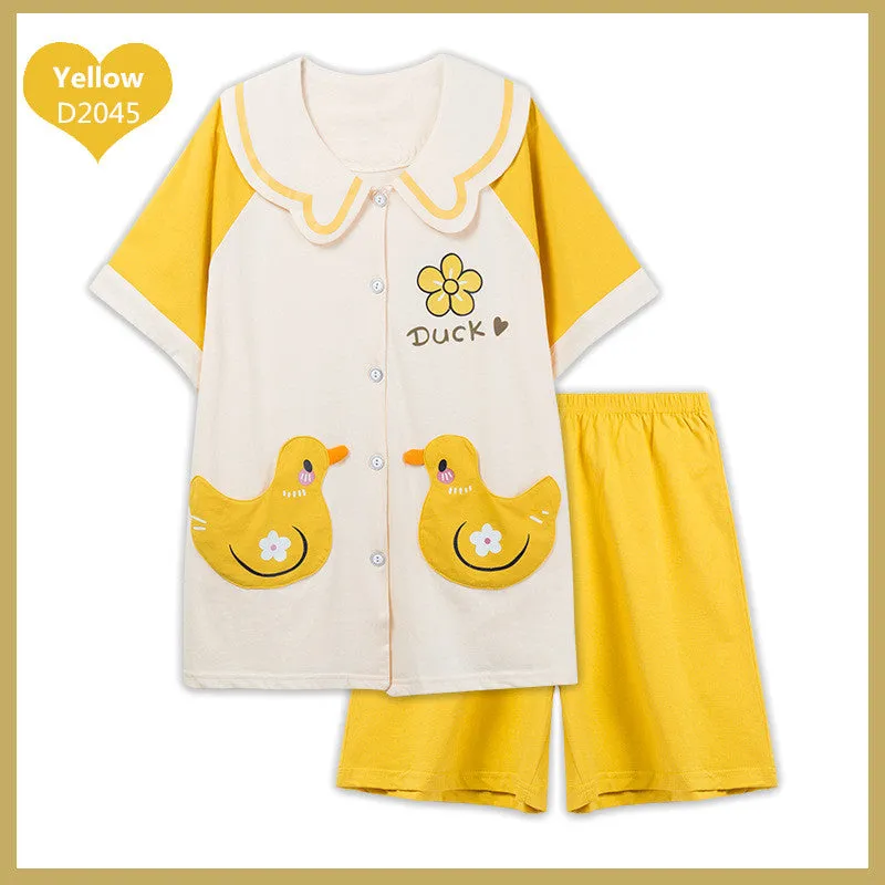 CUTE CARTOON PRINT SUMMER PAJAMAS SET UB2804