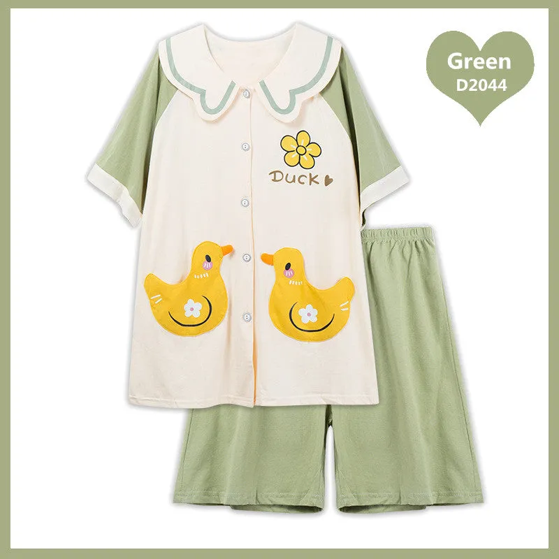 CUTE CARTOON PRINT SUMMER PAJAMAS SET UB2804