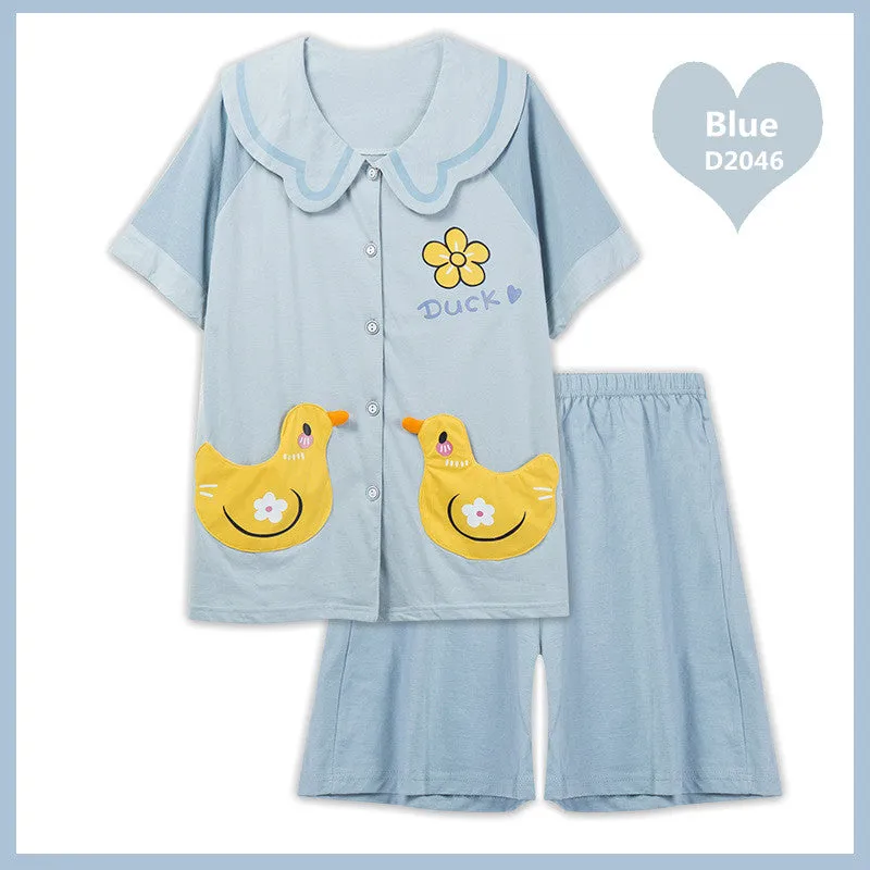 CUTE CARTOON PRINT SUMMER PAJAMAS SET UB2804