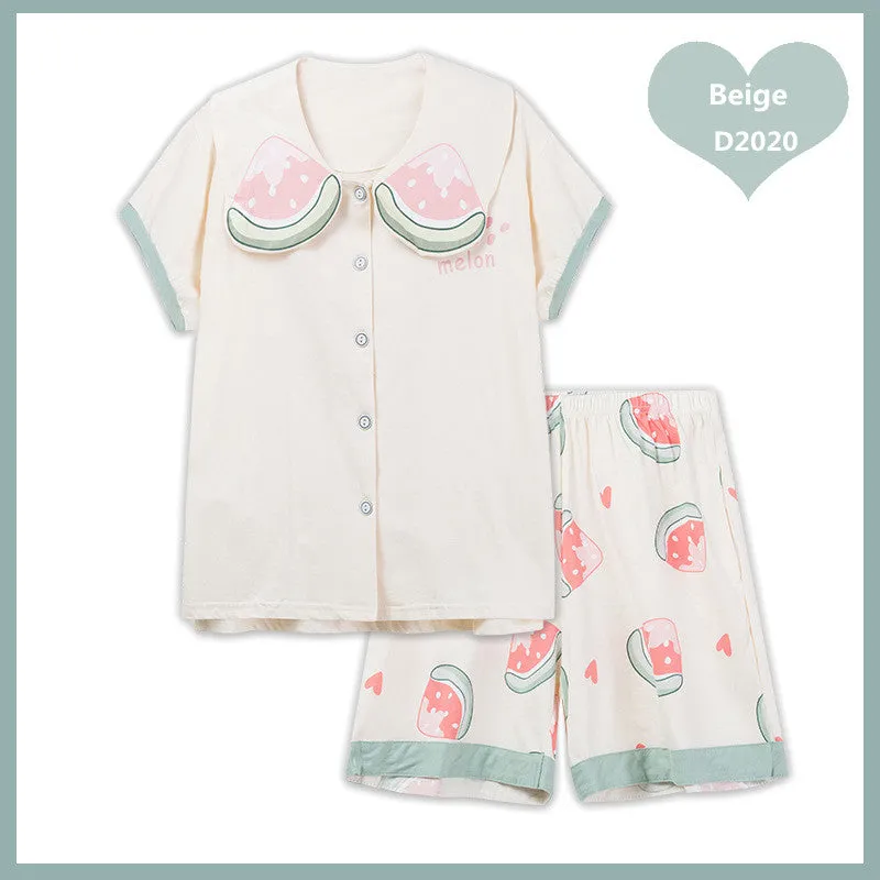 CUTE CARTOON PRINT SUMMER PAJAMAS SET UB2804