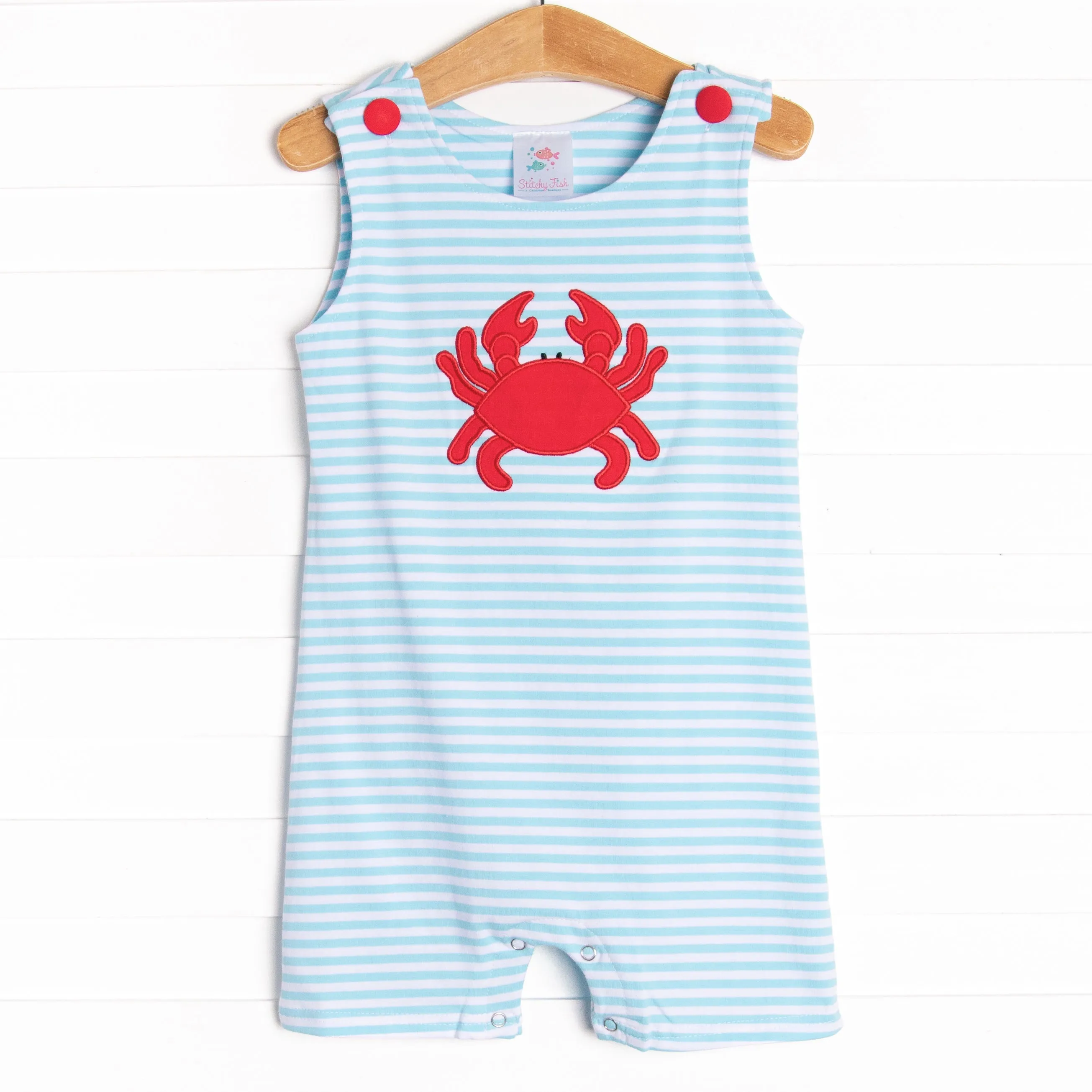 Cutest Crab Short Romper, Blue