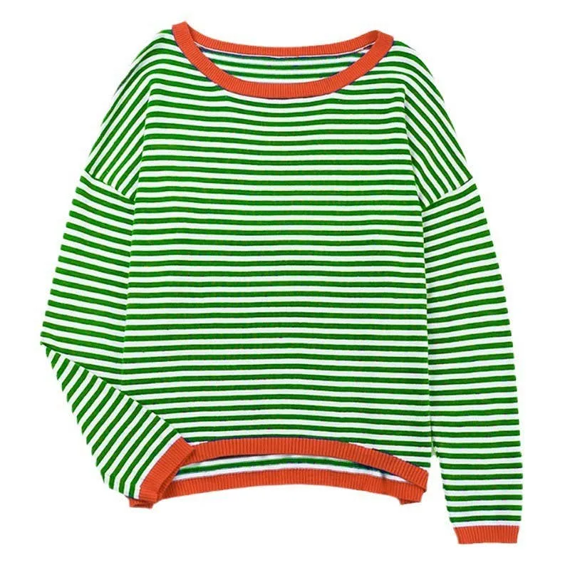 CWOSWL0811_ Long Sleeve Loose Neck Pullover Sweater: White / (M) 1