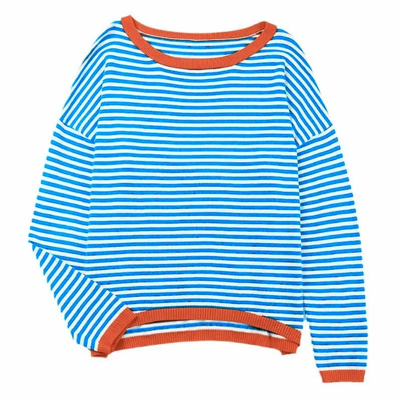 CWOSWL0811_ Long Sleeve Loose Neck Pullover Sweater: White / (M) 1