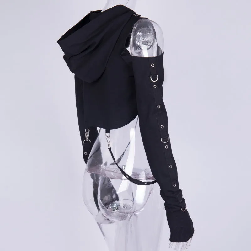 Dark Gothic Short Sweatshirt Crop Top D072706