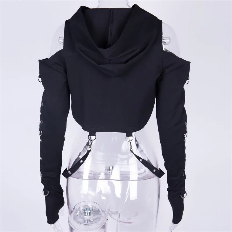 Dark Gothic Short Sweatshirt Crop Top D072706