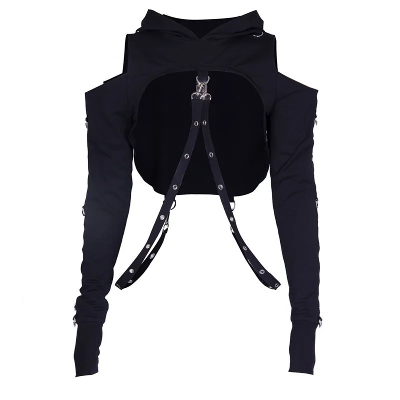 Dark Gothic Short Sweatshirt Crop Top D072706