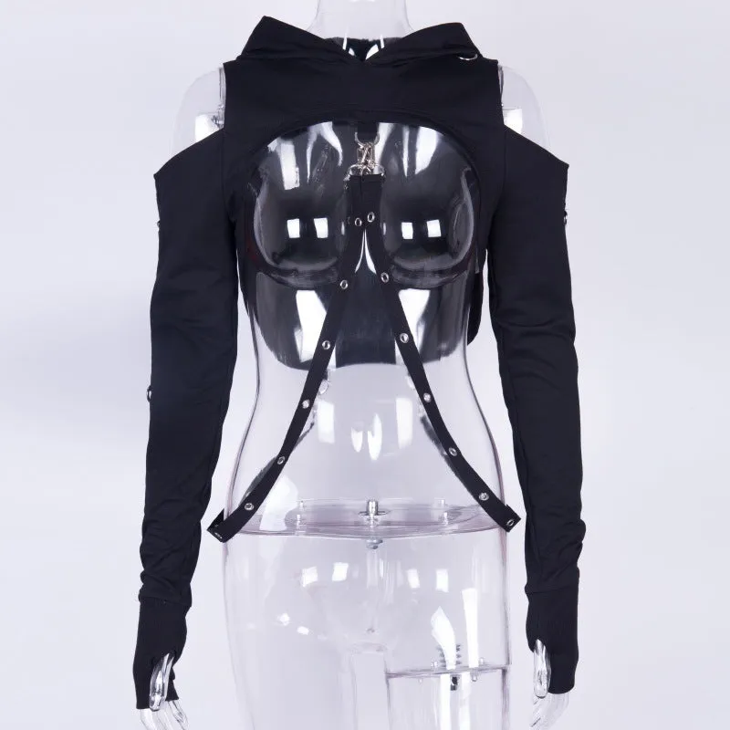 Dark Gothic Short Sweatshirt Crop Top D072706