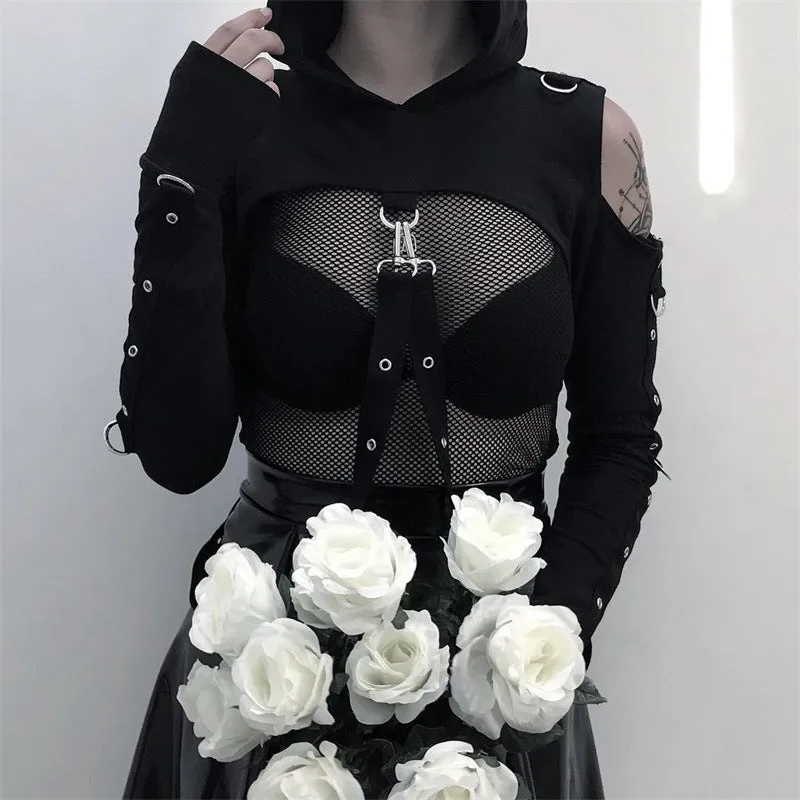 Dark Gothic Short Sweatshirt Crop Top D072706