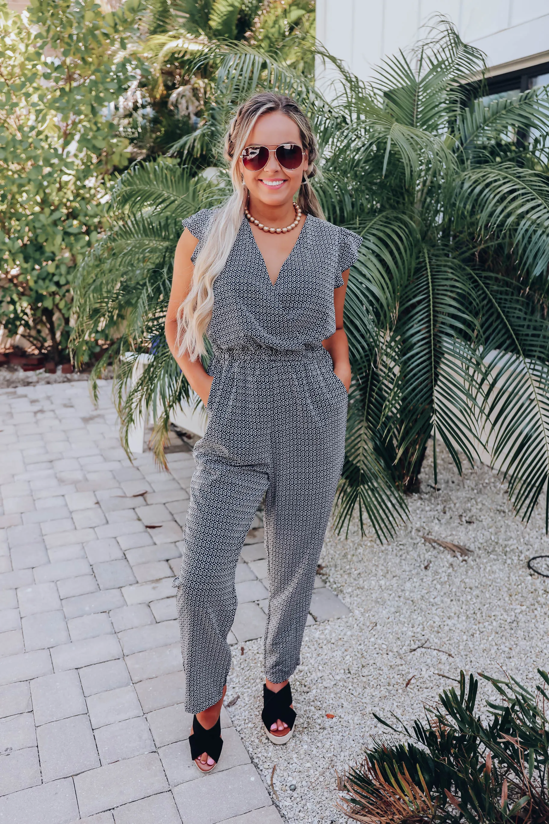 Davenport Printed Jumpsuit - Black