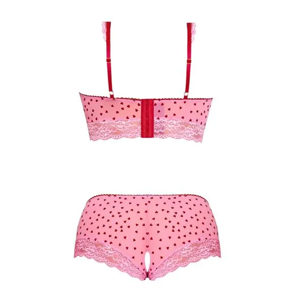 DEMI BRA &amp; SPLIT-CROTCH SHORT PINK PLUS SIZE 1-3X MAGIC SILK TICKLED PINK