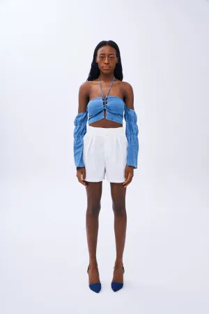 Denim Cutout Halter Top
