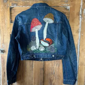 Denim Jacket with Mushroom appliques