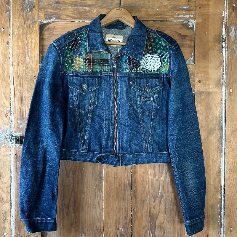 Denim Jacket with Mushroom appliques