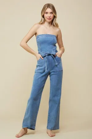 DENIM TUBE JUMPSUIT