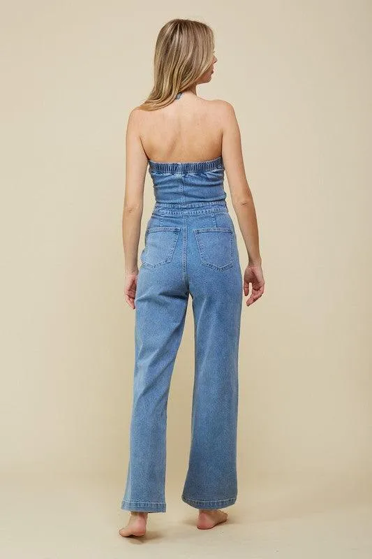 DENIM TUBE JUMPSUIT
