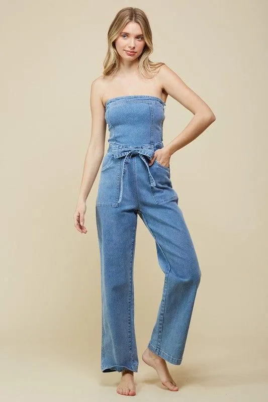 DENIM TUBE JUMPSUIT
