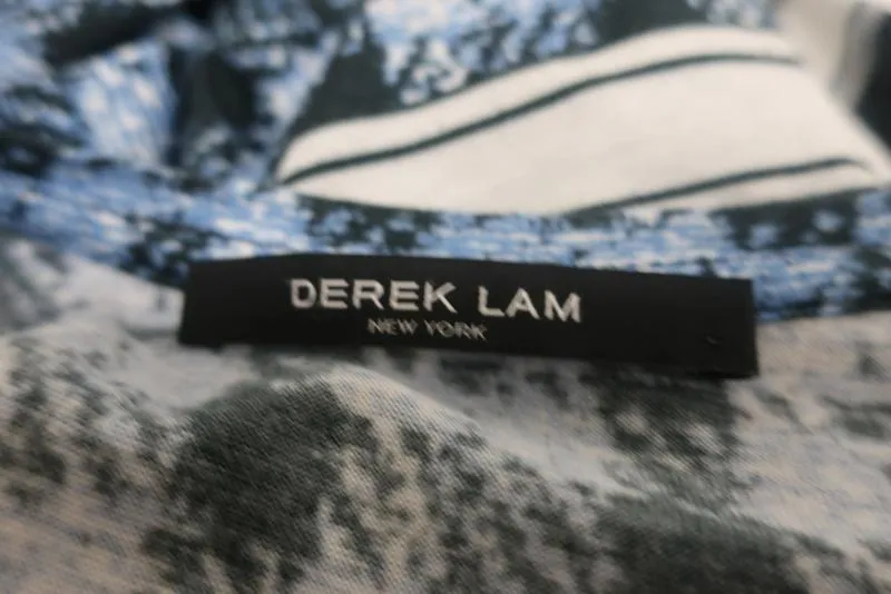 Derek Lam Dress Blue Striped Plaid Cotton Jersey Size 4 Long Sleeve Mini