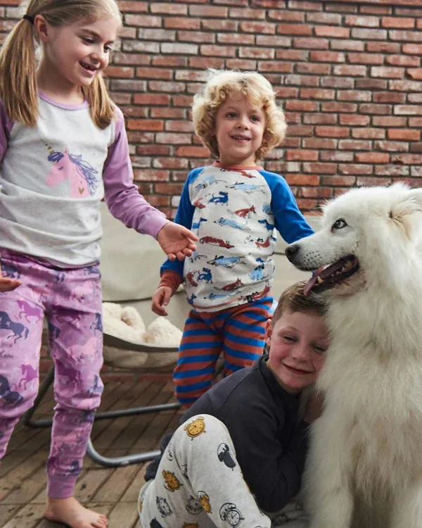 Deux Par Deux Lavender Unicorn Print Pajamas: Size 2 to 8 Years