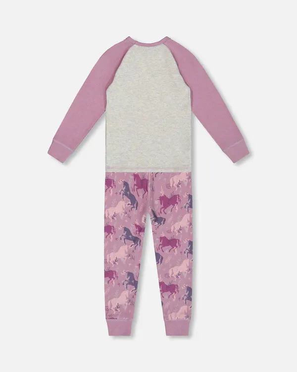Deux Par Deux Lavender Unicorn Print Pajamas: Size 2 to 8 Years