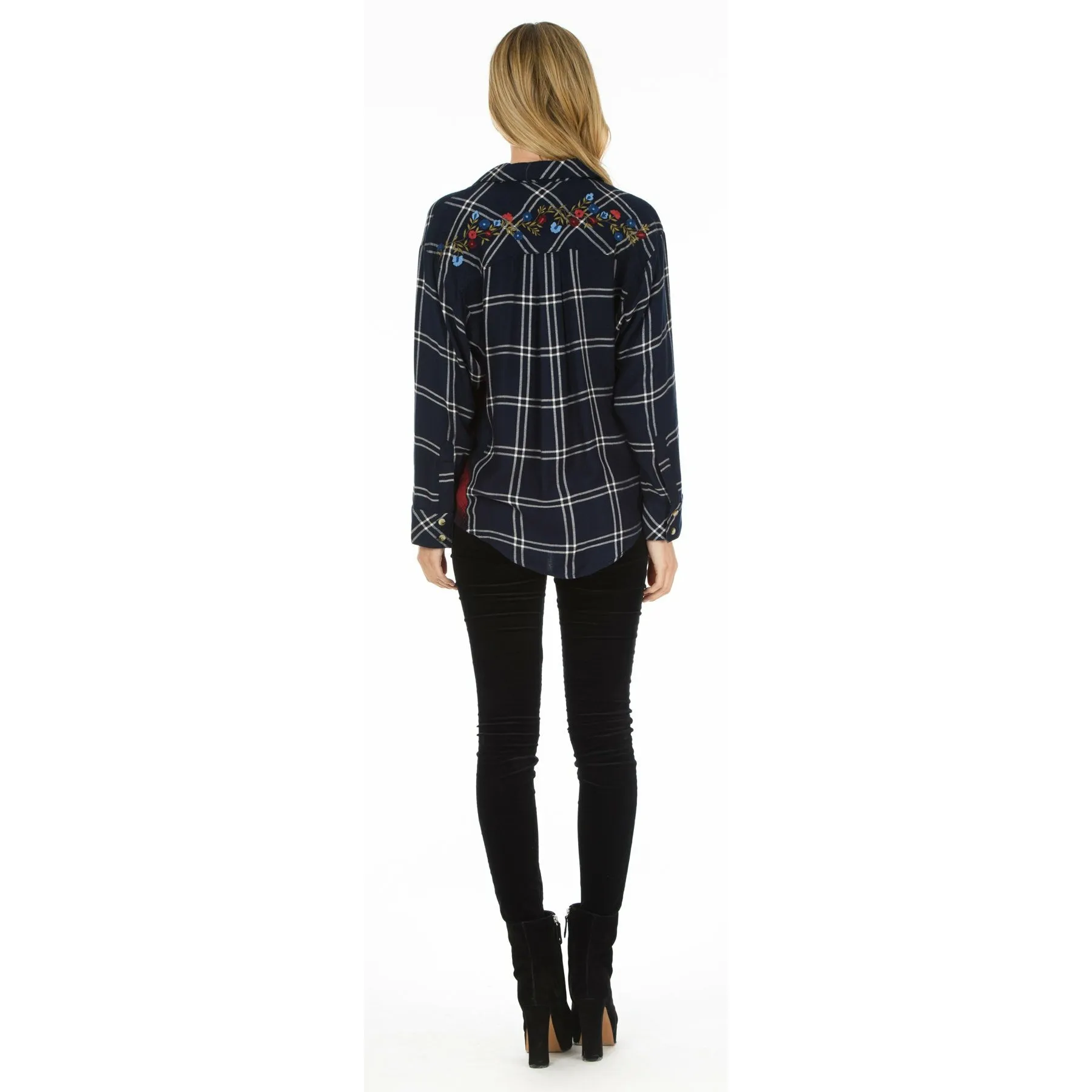 Dhara Navy Plaid Top
