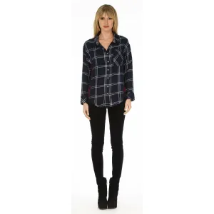 Dhara Navy Plaid Top