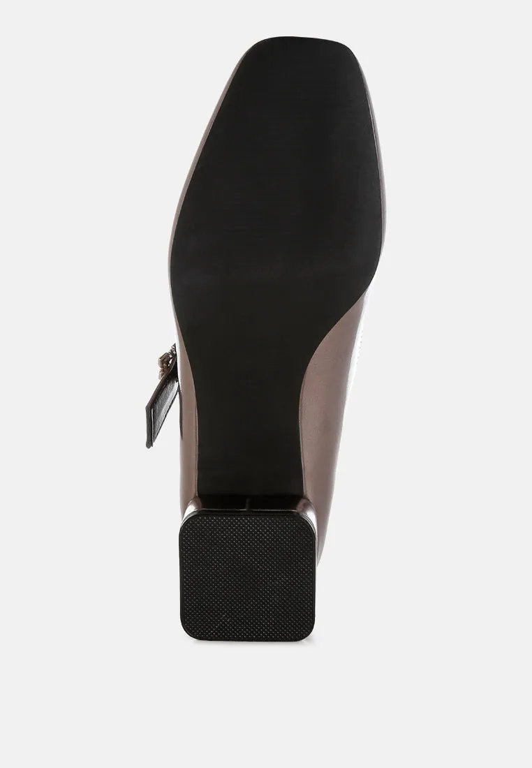 Diamante Brooch Metallic Mary Jane Pumps
 By RAG