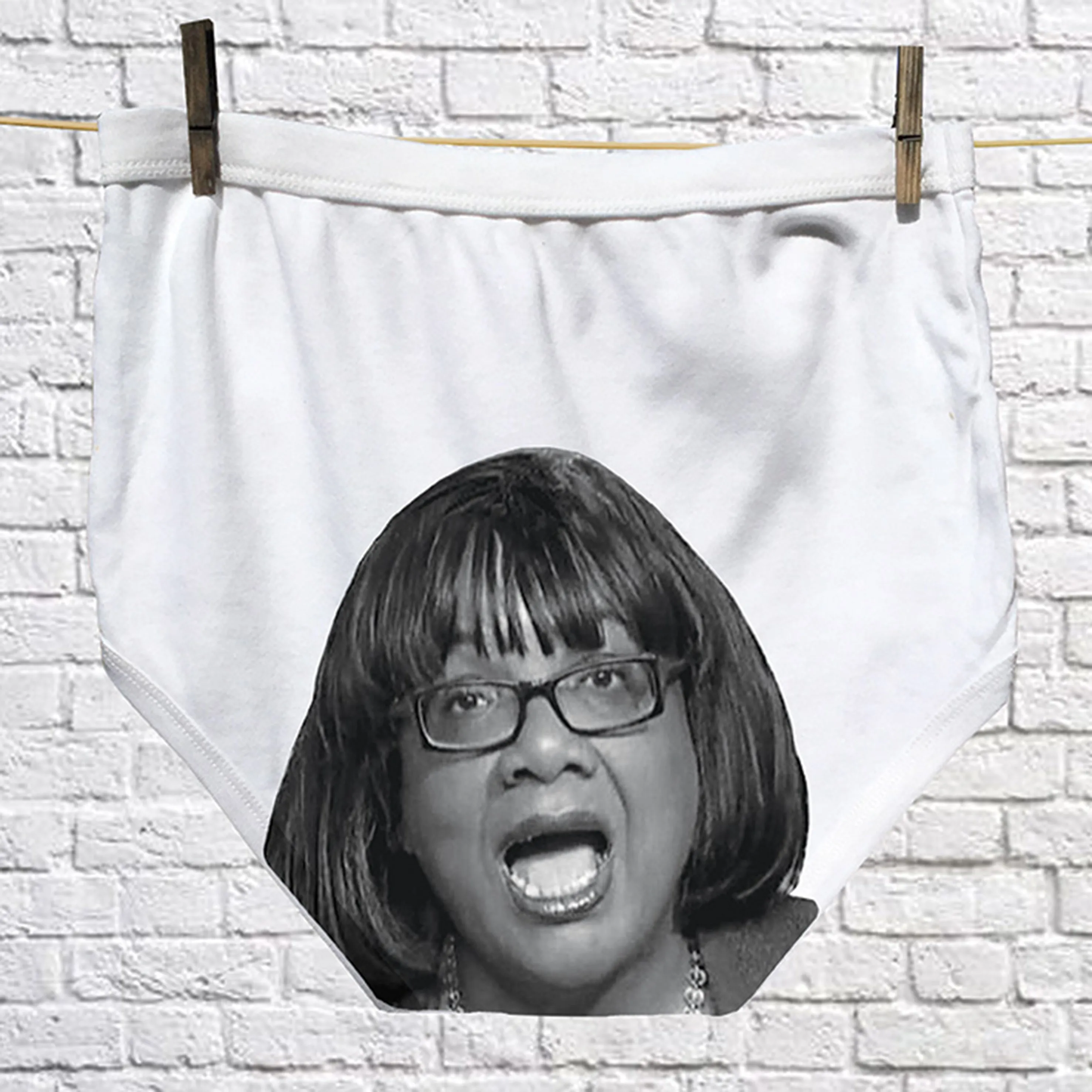 Diane Abbott's face on Political Pants for men and women