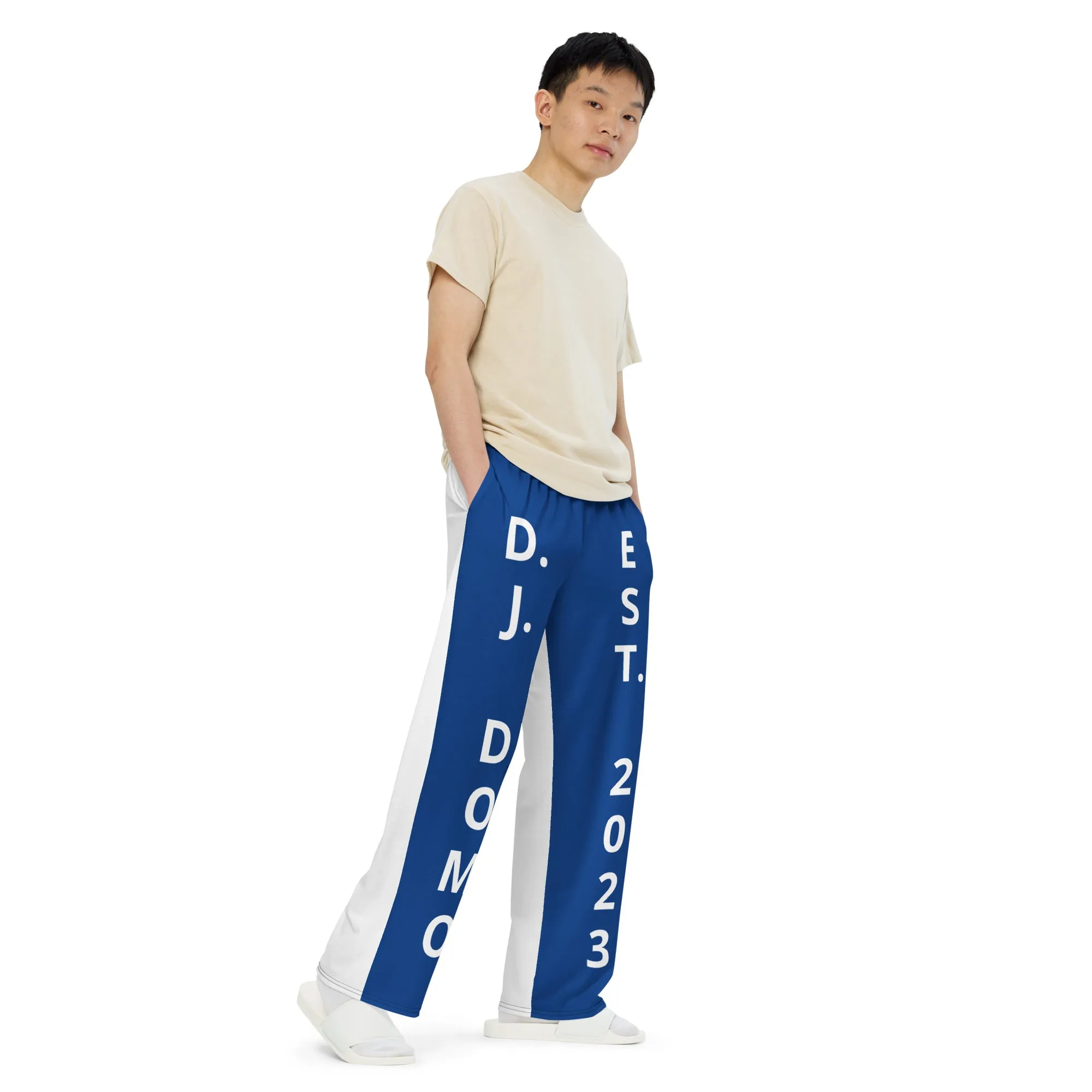 D.J. Domo "Est" Unisex 2 Tone Wide-Leg Pants Dark Blue/White