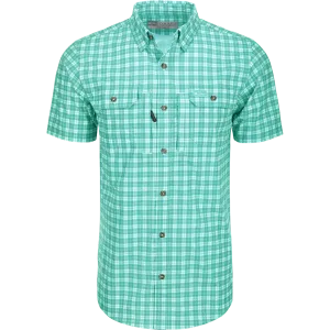DRAKE HUNTER CREEK CHECK PLAID SHIRT S/S - CERAMIC TEAL