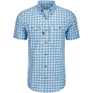 DRAKE HUNTER CREEK CHECK PLAID SHIRT S/S - MARINA BLUE