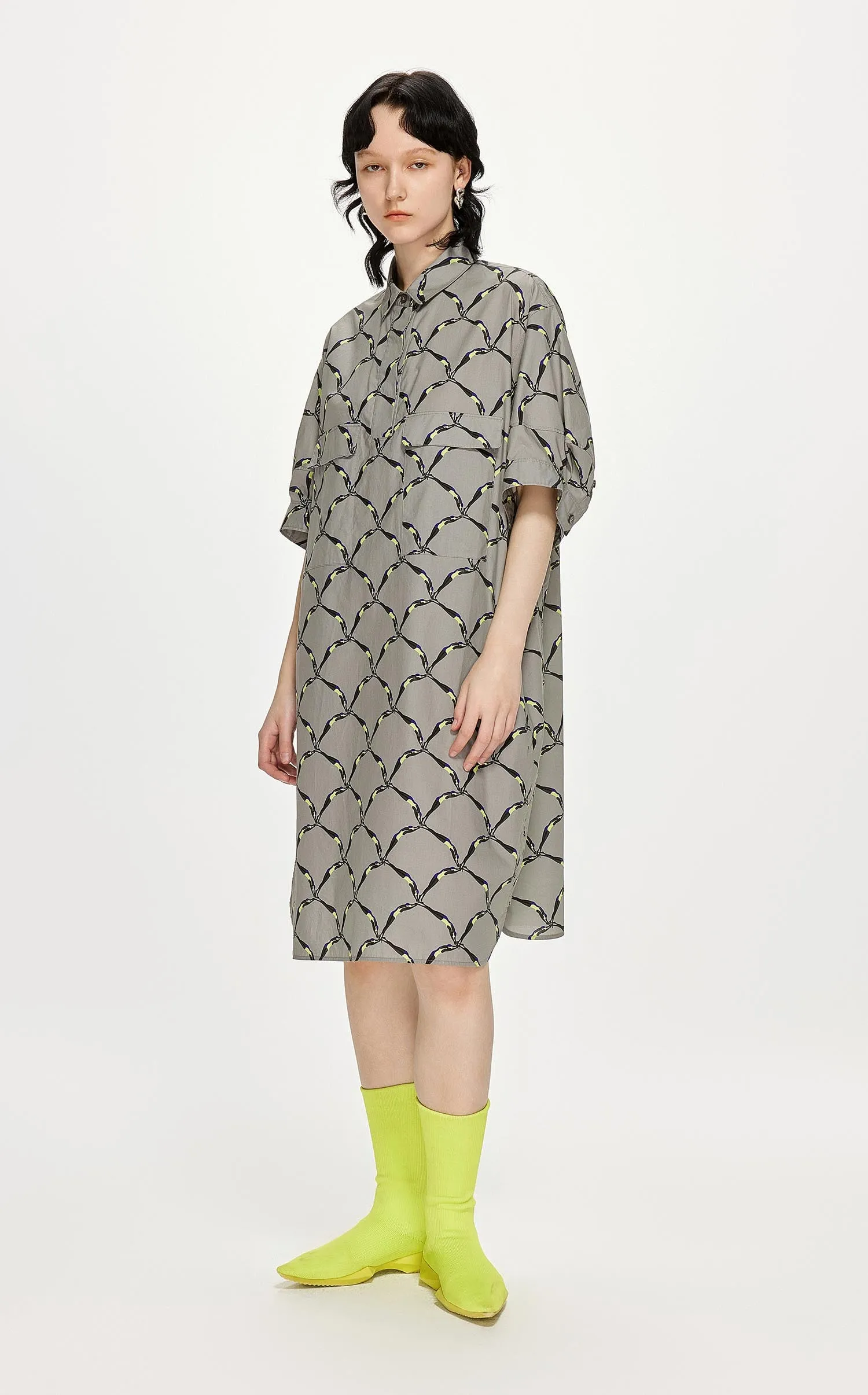Dresses / JNBY Oversize Printed Short Sleeve Dress (100% Cotton)