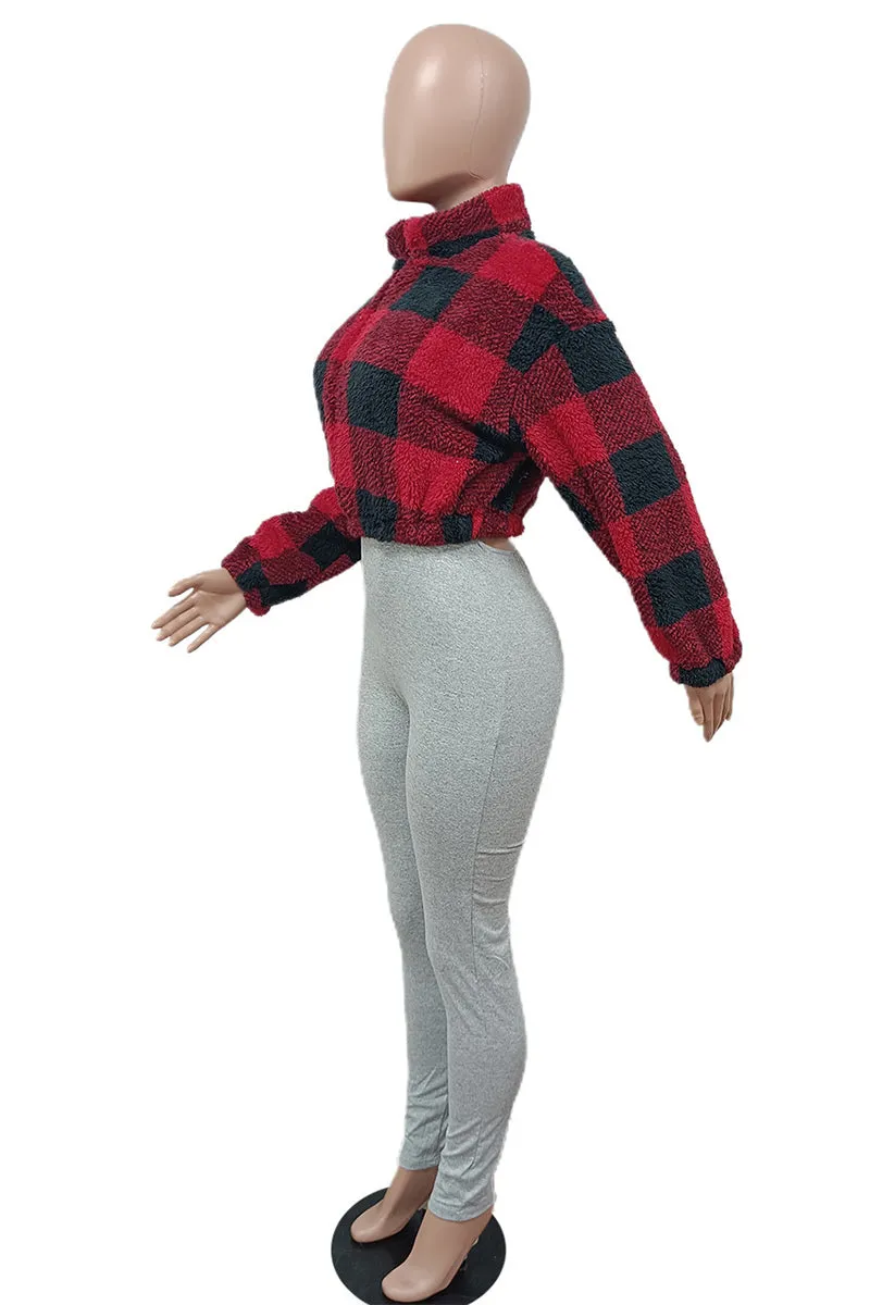 DT3068 Plaid Fleece Jacket Outerwear