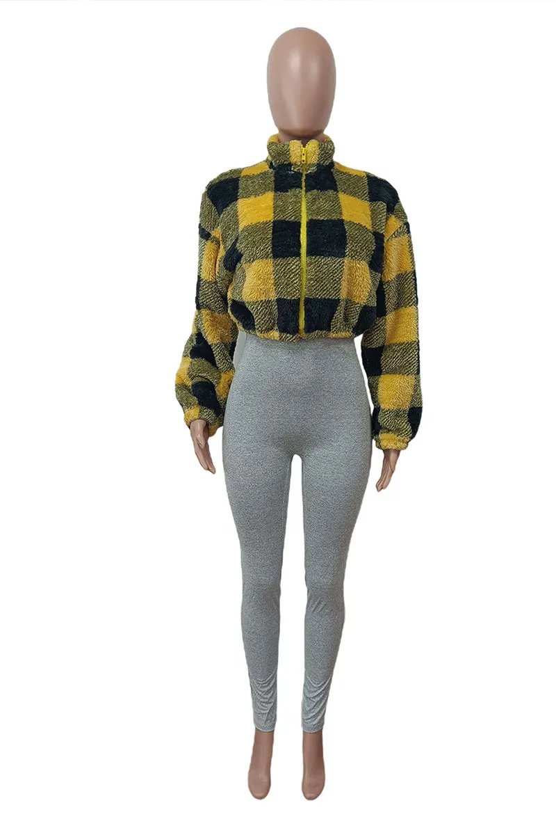 DT3068 Plaid Fleece Jacket Outerwear