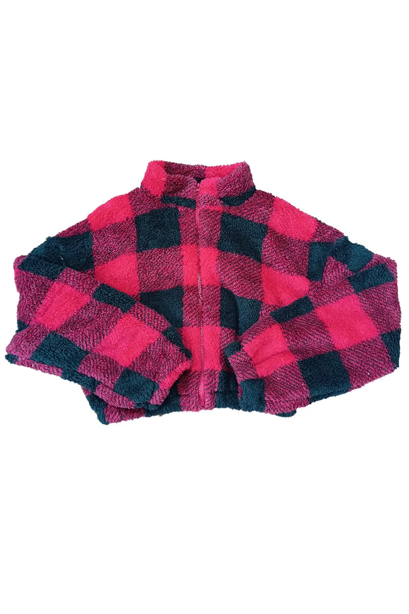 DT3068 Plaid Fleece Jacket Outerwear