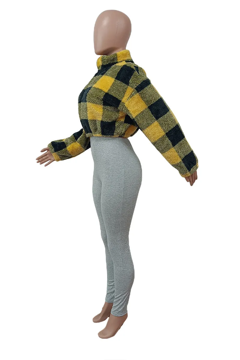 DT3068 Plaid Fleece Jacket Outerwear