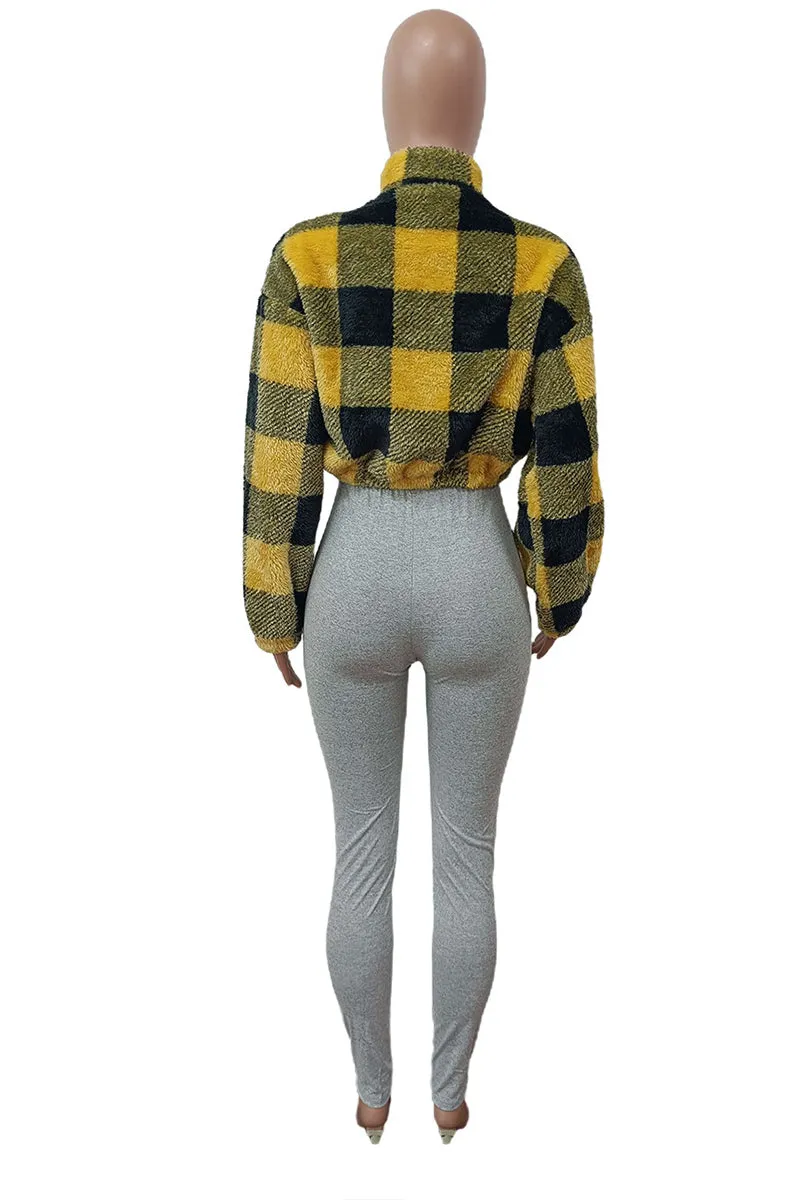 DT3068 Plaid Fleece Jacket Outerwear
