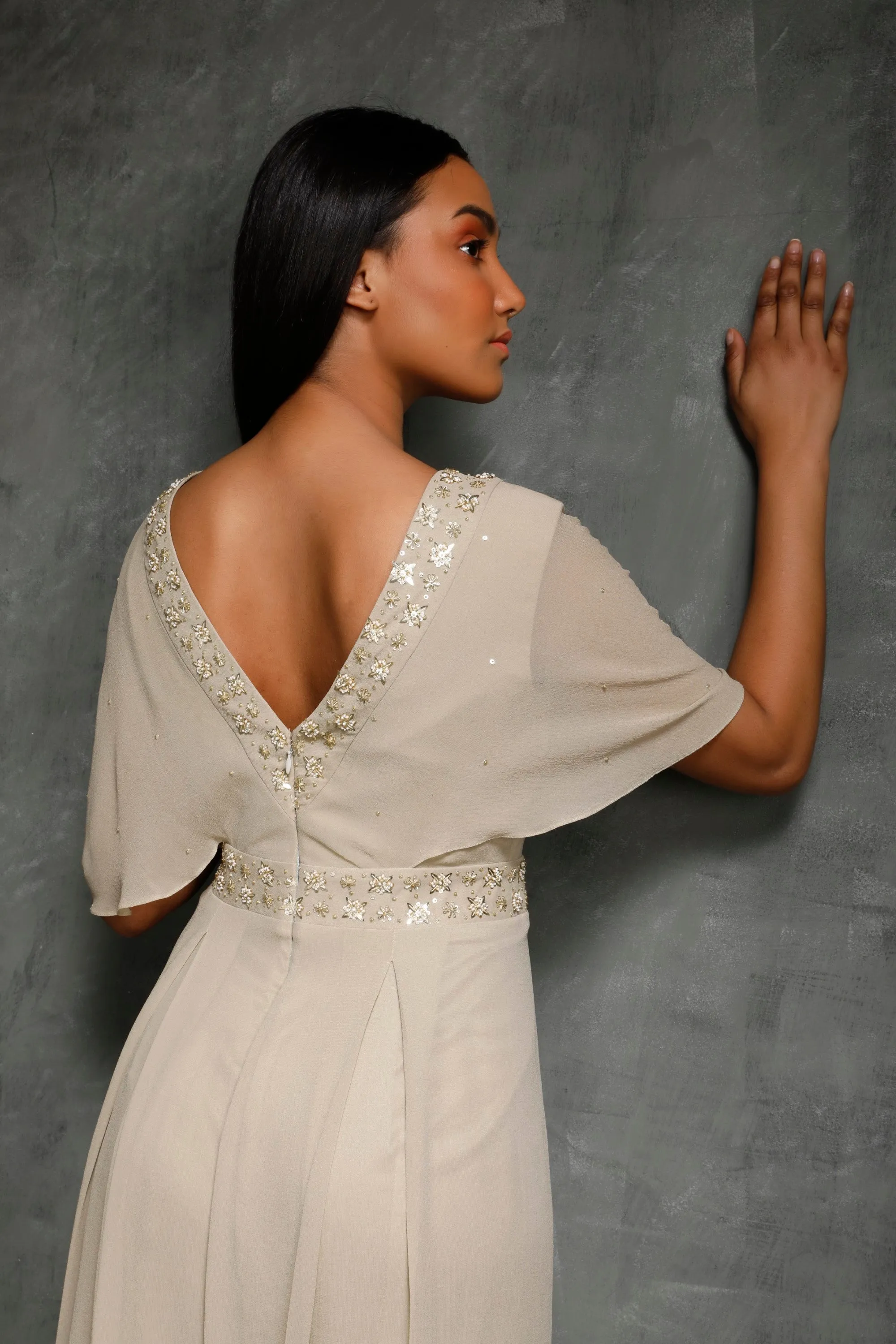 Dusky Green Draped Jumpsuit