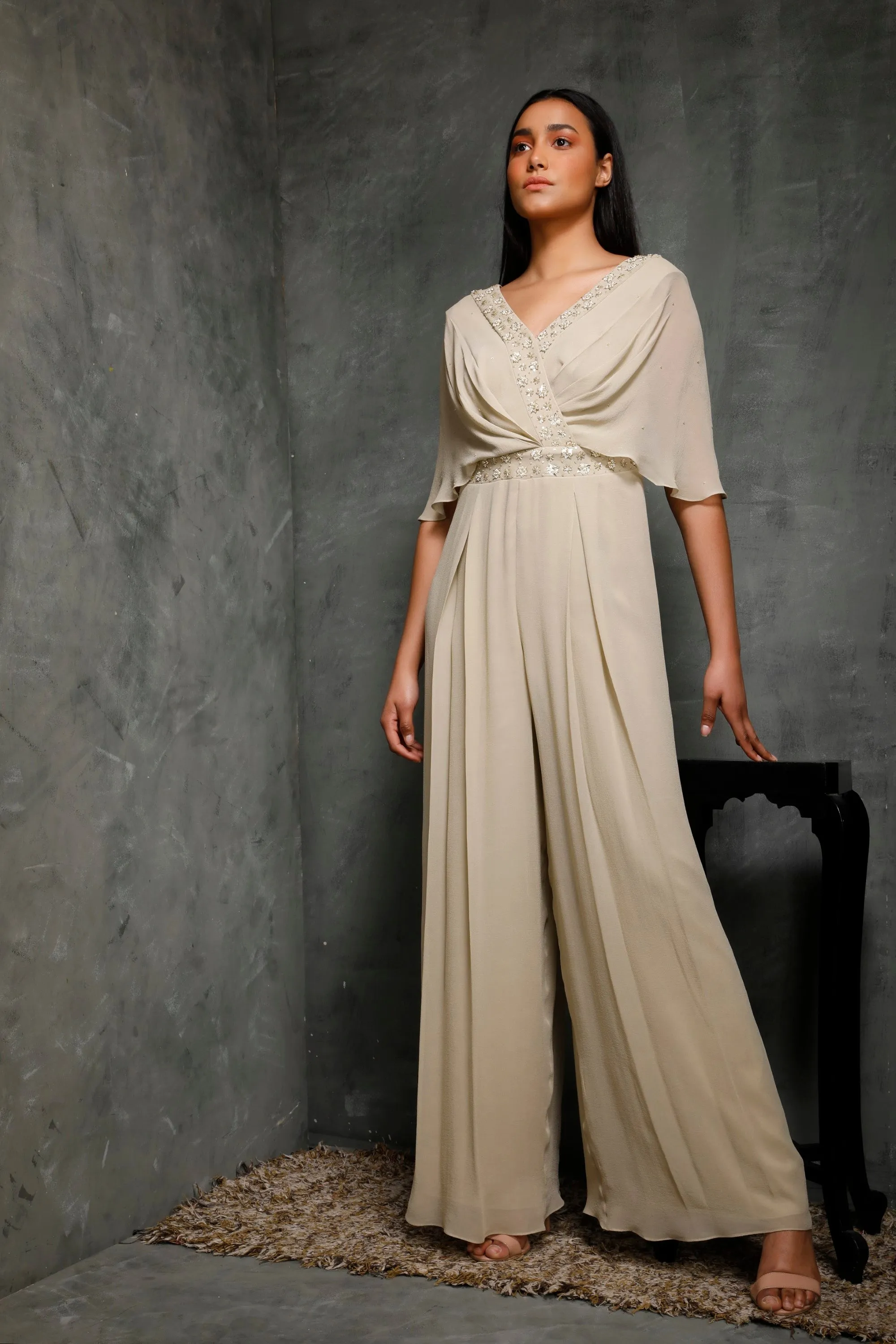 Dusky Green Draped Jumpsuit