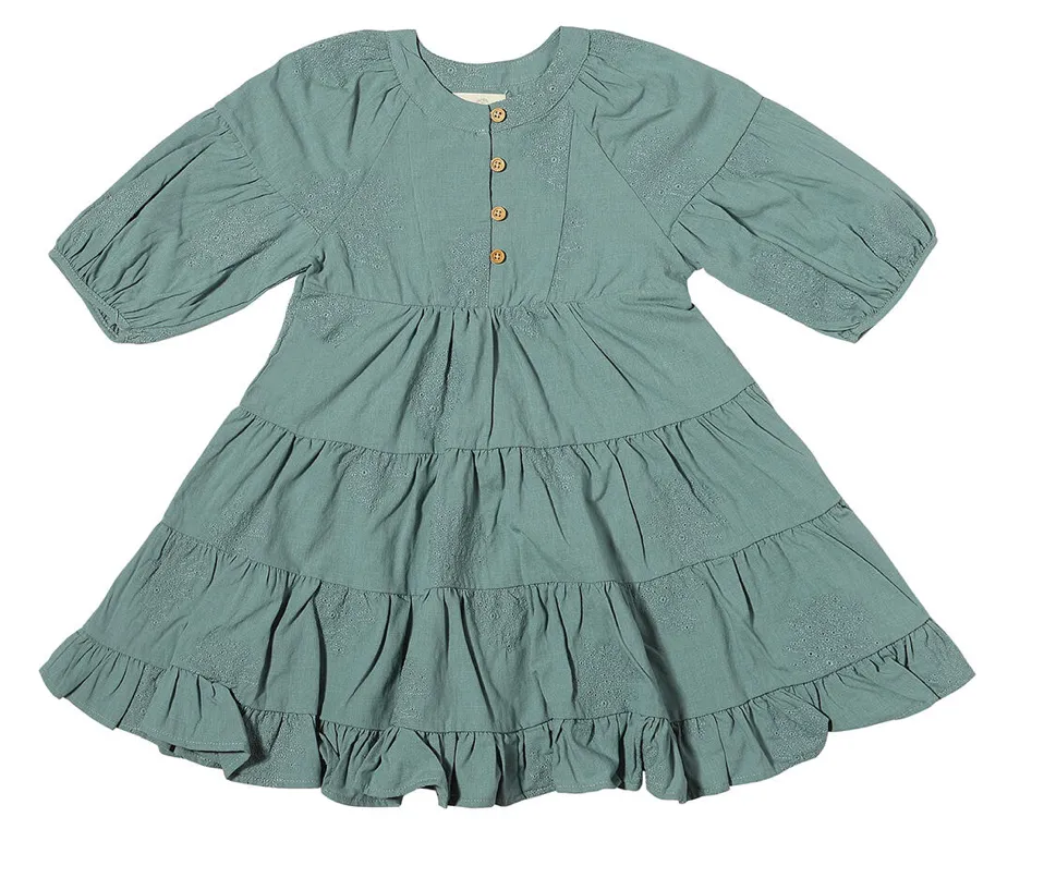 Dusty Teal Tiered Dress
