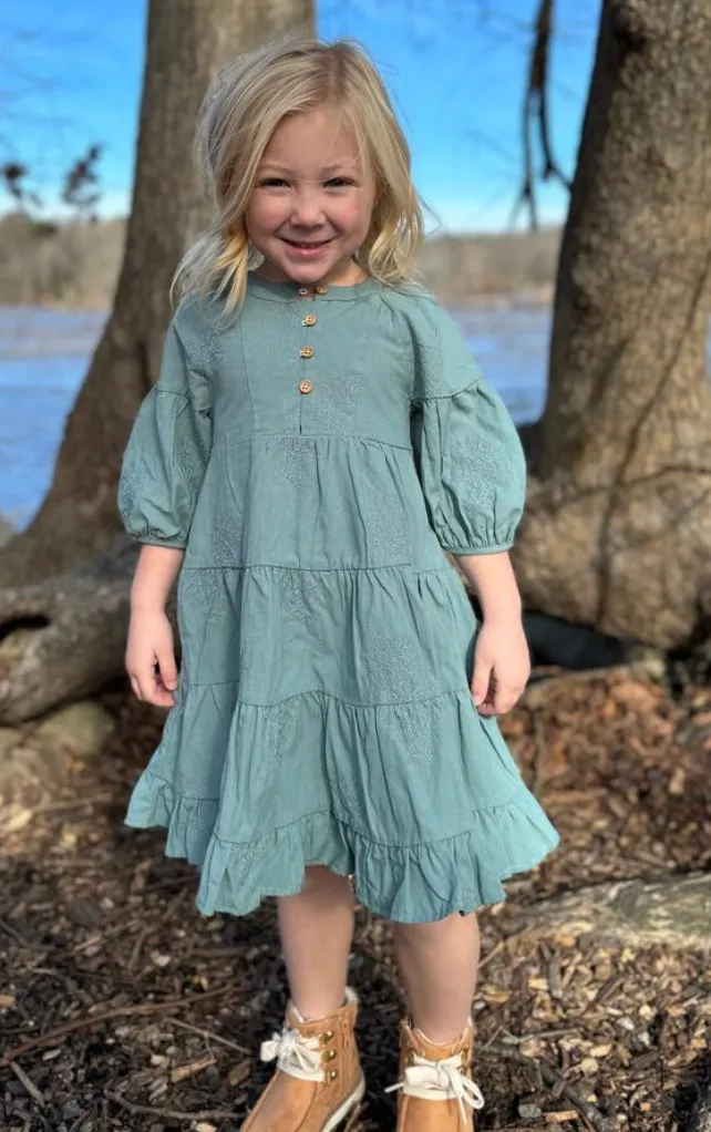 Dusty Teal Tiered Dress