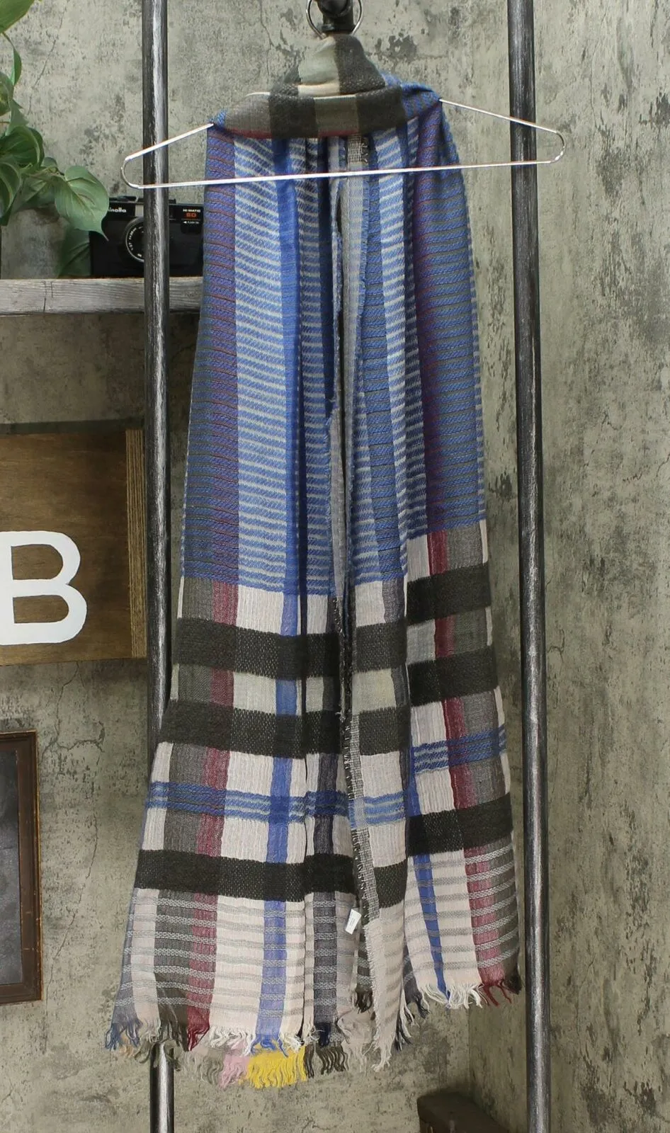 Echo Women's Plaid All The Stripes Wrap Blue Multi 26" X 76"