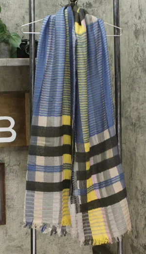 Echo Women's Plaid All The Stripes Wrap Blue Multi 26" X 76"