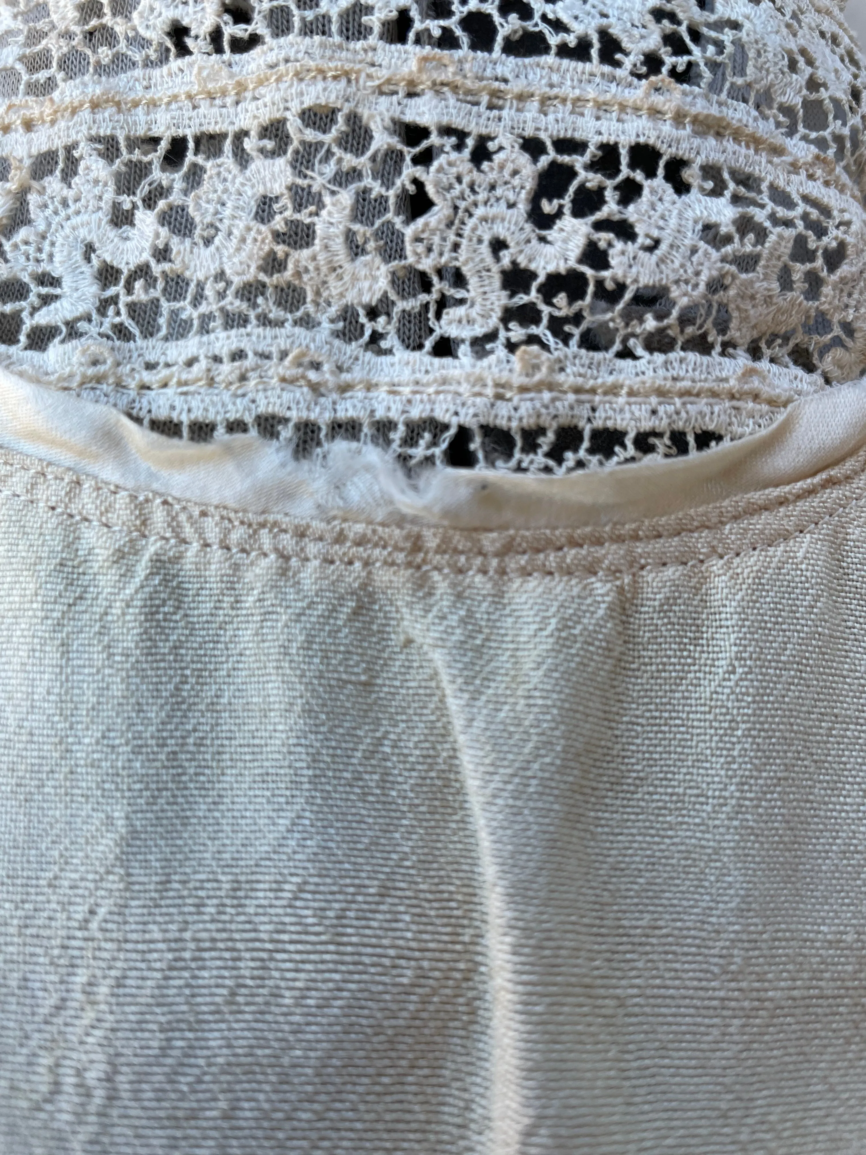 Edwardian Raw Silk/Linen Lace Wedding Bodice