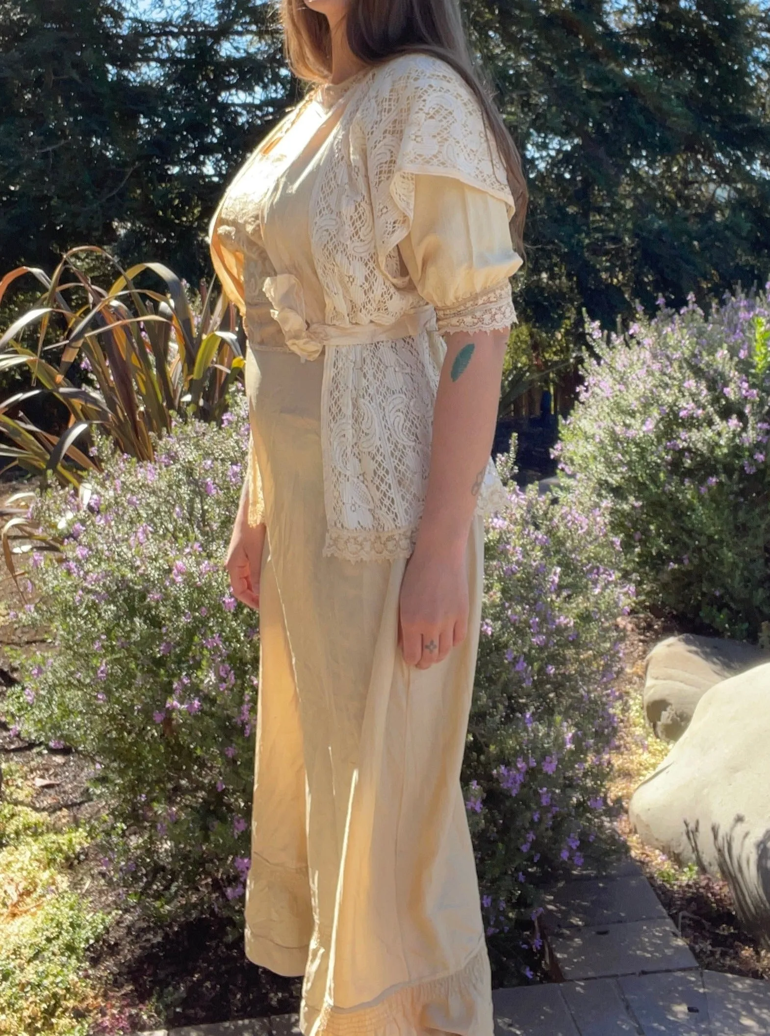 Edwardian Raw Silk/Linen Lace Wedding Bodice