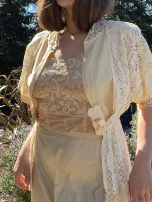 Edwardian Raw Silk/Linen Lace Wedding Bodice