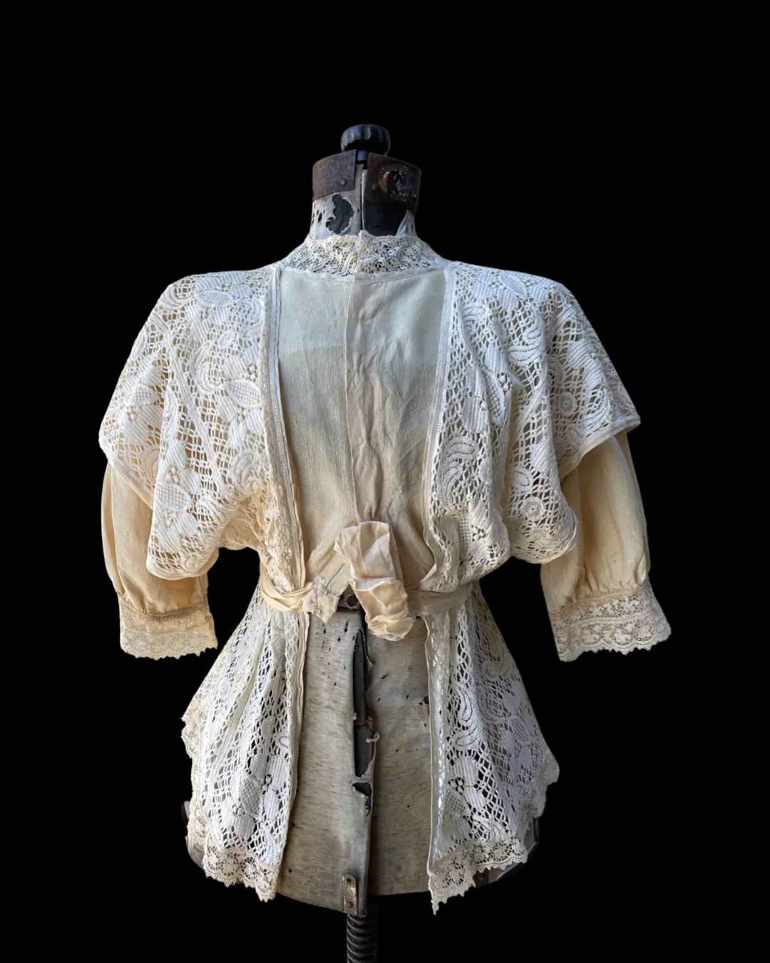 Edwardian Raw Silk/Linen Lace Wedding Bodice