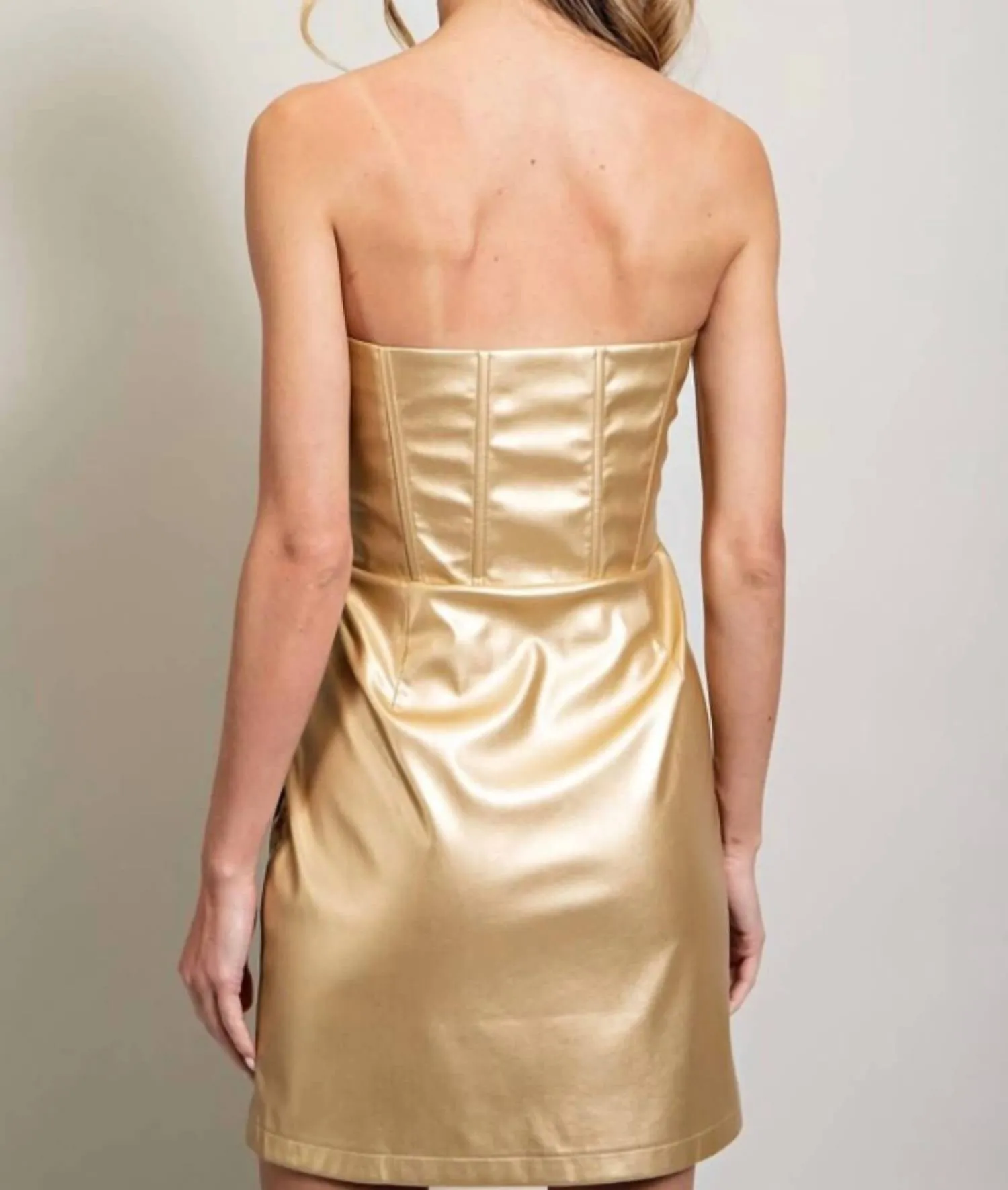 Eesome - Strapless Leather Mini Dress