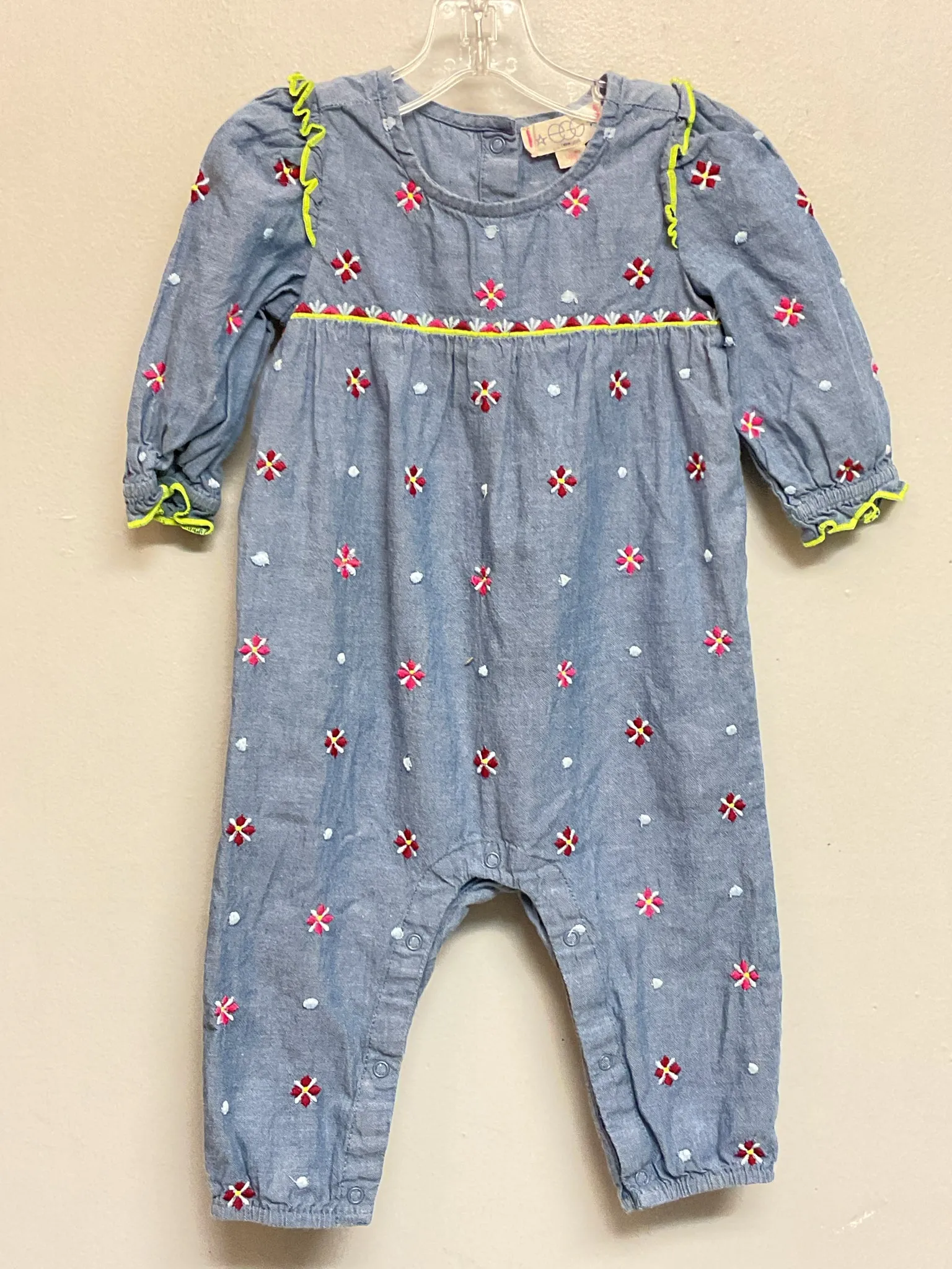 EGG Size 3M Denim Embroidered Infant Girls Jumpsuits & Coveralls